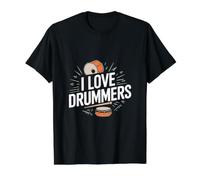 I Love Drummers Percusión Amantes de la Batería Camiseta gráfica económica, Hombre, Negro, M