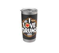 I Love Drums Surco de ritmo apasionado Vaso térmico de acero inoxidable de doble pared