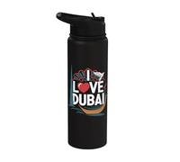 I Love Dubai Heart Skyline Iconos Cultura Stainless Steel Insulated Water Bottle