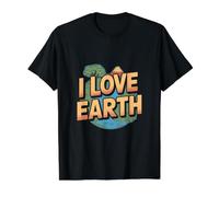I Love Earth - Día de la Tierra Camiseta gráfica económica, Hombre, Negro, S