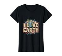 I Love Earth - Día de la Tierra Camiseta gráfica económica, Mujer, Negro, M
