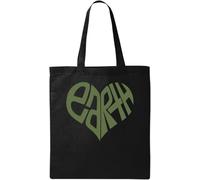 I Love Earth Green Heart Graphic Natural Ecological Cotton Tote Bag Black, Black, Talla Única, Negro , talla única