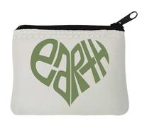 I Love Earth - Monedero de neopreno con diseño de corazón verde (10 x 11 cm), color blanco, White, Talla única