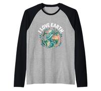 I Love Earth Planet Naturaleza Conservación Camiseta Manga Raglan