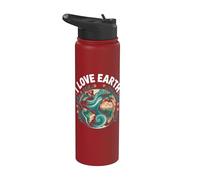 I Love Earth Planet Naturaleza Conservación Stainless Steel Insulated Water Bottle