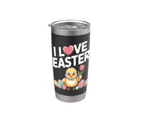 I Love Easter Cute Chick Tulip Huevos Vaso térmico de acero inoxidable de doble pared