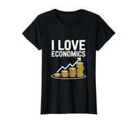 I Love Economics Coins Graph Analista Financiero Camiseta gráfica económica, Mujer, Negro, XL