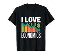 I Love Economics Gráfico Signos de dólar Camiseta gráfica económica, Hombre, Negro, L