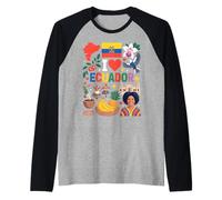I Love Ecuador Bandera Corazón Viaje Raíces Ecuatorianas Camiseta Manga Raglan