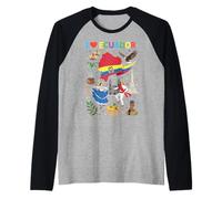 I Love Ecuador Bandera Corazón Viaje Raíces Ecuatorianas Camiseta Manga Raglan