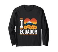 I Love Ecuador Montaña Atardecer Corazón Manga Larga