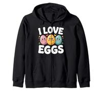 I Love Eggs Cute Cartoon Caras Diversión Sudadera con Capucha