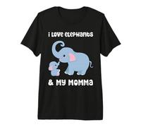 I Love Elephants and My Momma Mom Mama Madre Hijo Hija Camiseta Premium