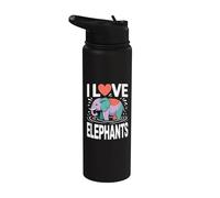 I Love Elephants Vibrante Corazón Splash Stainless Steel Insulated Water Bottle