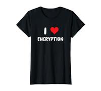 I Love Encryption - Corazón - Fraude Desarrollador de código técnico de TI Camiseta gráfica económica, Mujer, Negro, L
