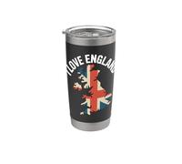 I Love England Union Jack Mapa británico Vaso térmico de acero inoxidable de doble pared