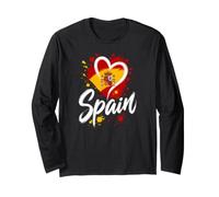 I Love España Bandera de Viaje Corazón Español Vacaciones Turístico Arte Manga Larga