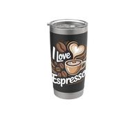I Love Espresso Coffee Lovers - Diseño de corazón Vaso térmico de acero inoxidable de doble pared