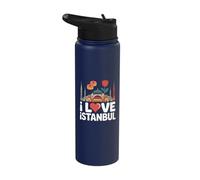 I Love Estambul Paisaje Urbano Tulipanes Delight Stainless Steel Insulated Water Bottle