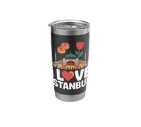 I Love Estambul Paisaje Urbano Tulipanes Delight Vaso térmico de acero inoxidable de doble pared