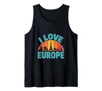 I Love Europe Monumentos Famosos Silueta Camiseta sin Mangas