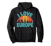 I Love Europe Monumentos Famosos Silueta Sudadera con Capucha