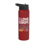 I Love Europe Monumentos famosos Viajes Stainless Steel Insulated Water Bottle