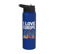 I Love Europe Monumentos famosos Viajes Stainless Steel Insulated Water Bottle