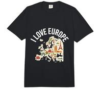 I Love Europe Monumentos Mapa Travel Explorer Souvenir Comfort Colors Adult Heavyweight T-Shirt