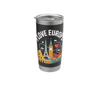 I Love Europe Torre Eiffel Big Ben Coliseo Vaso térmico de acero inoxidable de doble pared