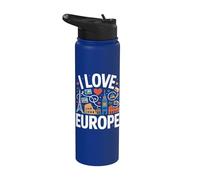 I Love Europe Torre Eiffel Coliseo Big Ben Souvenirs Stainless Steel Insulated Water Bottle