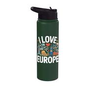 I Love Europe Torre Eiffel Coliseo Big Ben Souvenirs Stainless Steel Insulated Water Bottle