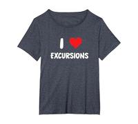 I Love Excursions - Corazón - Viaje Viaje Vacaciones Crucero Camiseta, Mujer Tallas Grandes, Azul Jaspeado, 3XL Grande