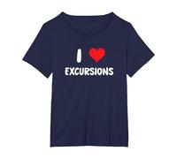 I Love Excursions - Corazón - Viaje Viaje Vacaciones Crucero Camiseta, Mujer Tallas Grandes, Azul Marino, 6XL Grande