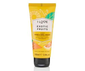 I Love Exotic Fruits Scented Hand & Nail Cream, Packed With Shea Butter & Coconut Oil to Rejuvenate & Nourish the Skin, 93% Naturally Derived Ingredients Including Vitamin, Vegan-Friendly - 100ml
