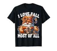 I Love Fall Most of All Autumn GNOME with Farm Fresh Pumpkin Camiseta