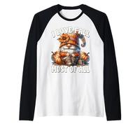 I Love Fall Most of All Autumn GNOME with Farm Fresh Pumpkin Camiseta Manga Raglan