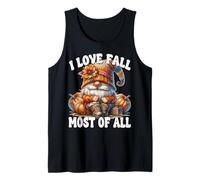 I Love Fall Most of All Autumn GNOME with Farm Fresh Pumpkin Camiseta sin Mangas