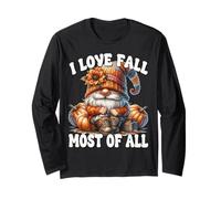 I Love Fall Most of All Autumn GNOME with Farm Fresh Pumpkin Manga Larga