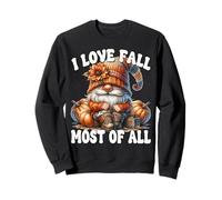 I Love Fall Most of All Autumn GNOME with Farm Fresh Pumpkin Sudadera