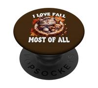 I Love Fall Most of All Cute Kitten For Cat Mom Autumn Cat PopSockets PopGrip Adhesivo