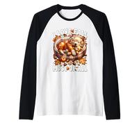 I Love Fall Most of All Puppy Graphic with Golden Retriever Camiseta Manga Raglan