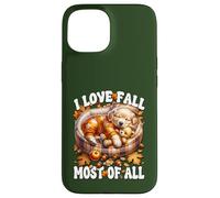 I Love Fall Most of All Puppy Graphic with Golden Retriever Carcasa para iPhone 15
