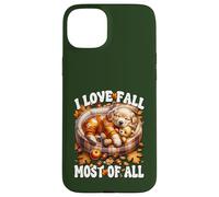 I Love Fall Most of All Puppy Graphic with Golden Retriever Carcasa para iPhone 15 Plus