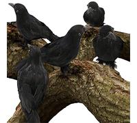 I LOVE FANCY DRESS Adorno realista de cuervo negro para decoración de Halloween, 18 cm x 20 cm, decoración de pájaro gótico espeluznante para exhibiciones y fiestas de casa embrujada