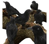 I LOVE FANCY DRESS Adorno realista de cuervo negro para decoración de Halloween, 18 cm x 20 cm, decoración de pájaro gótico espeluznante para exhibiciones y fiestas de casa embrujada