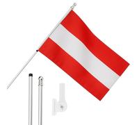 I LOVE FANCY DRESS Bandera de Austria, mástil y soporte de pared, bandera austriaca de 5 x 3 pies con ojales, poste extensible y soporte, decoración para interiores y exteriores
