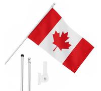 I LOVE FANCY DRESS Bandera de Canadá, mástil y soporte de pared, bandera canadiense de 5 x 3 pies con ojales, poste extensible y soporte, decoración para interiores y exteriores
