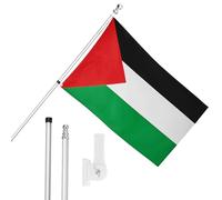 I LOVE FANCY DRESS Bandera de Palestina, mástil y soporte de pared, bandera palestina de 5 x 3 pies con ojales, poste extensible y soporte, decoración para interiores y exteriores