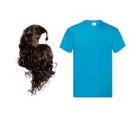 I LOVE FANCY DRESS Conjunto de disfraz de explorador de minas para adultos, traje de mundo de bloques con peluca, barba y parte superior azul, talla XXL